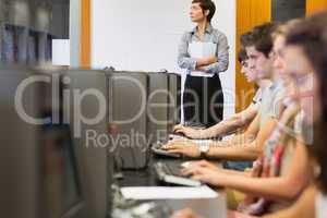 Students sitting at the computer room concentrating