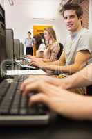 Student sitting at the computer working