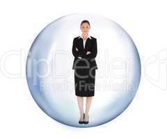 Businesswoman standing in bubble