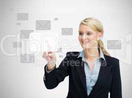 Businesswoman touching email symbol