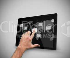 Finger touching at tablet pc