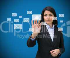 Concentrate businesswoman touching at a message symbol