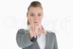 Woman pointing on something