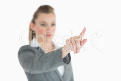 Woman pointing on something