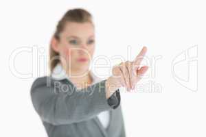 Woman pointing on something