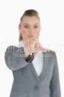 Businesswoman pointing on something