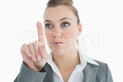 Woman pointing at something above