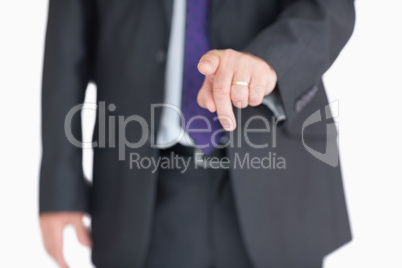 Businessman pointing to the front