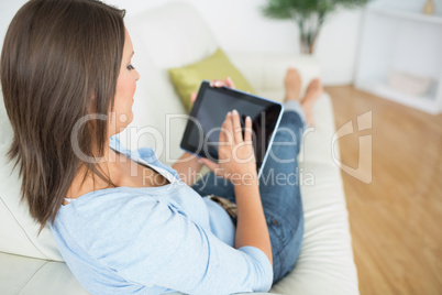 Woman using her digital tablet