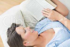 Woman reading a novel on the sofa