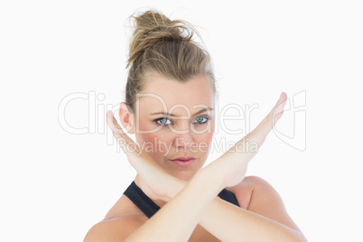 Woman making karate pose Woman making karate pose