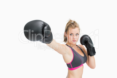 Woman punching the air