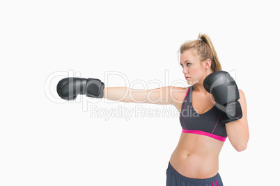 Female boxer punching