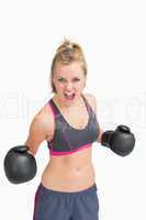 Aggressive female boxer