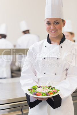 Chef showing her salad