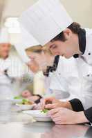 Culinary class making salads