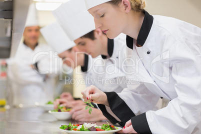 Trainee Chef's preparing salads