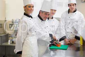 Trainee Chef's learning to cut vegetables
