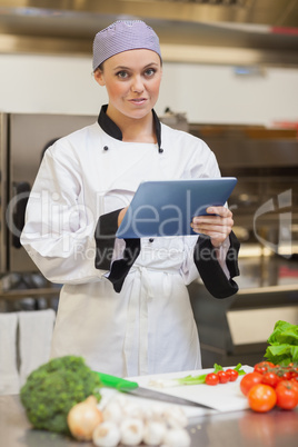 Chef using digital tablet