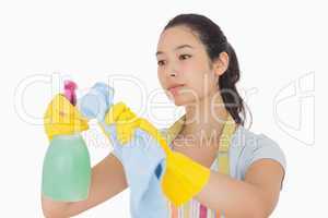Woman wiping surface