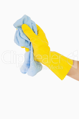 Hand cleaning with rag