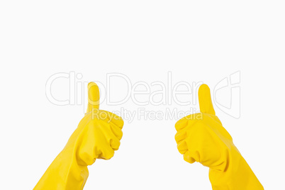 Gloves showing thumbs up