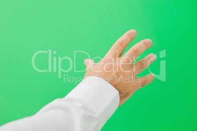 Open hand on green screen