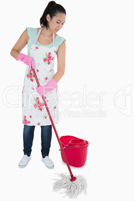 Woman cleaning the floor