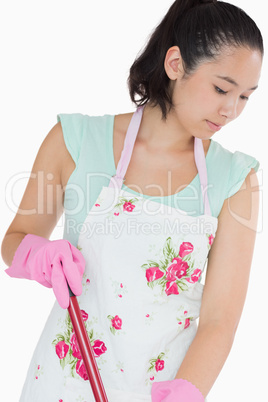 Woman cleaning the floor