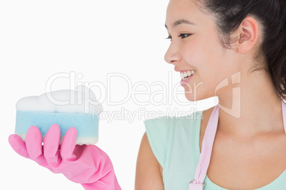 Woman with a sponge