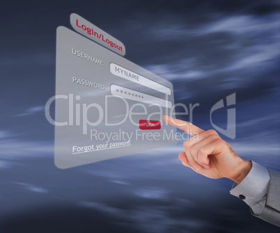 Businessman logging in