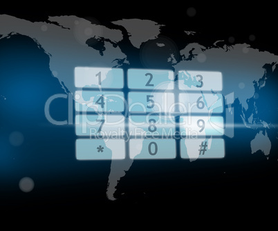 Number pad hologram on world map