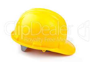 Yellow helmet against white background