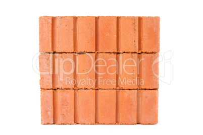 Stack of clay bricks in a wall