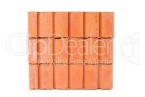 Stack of clay bricks in a wall