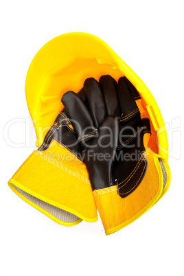 builder's gloves in a hard hat