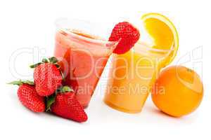 Strawberry smoothed and orange juice