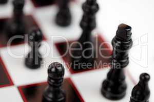 Black chessmen standing