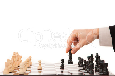Hand moving a chessman