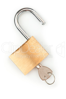 Key in unlocked padlock