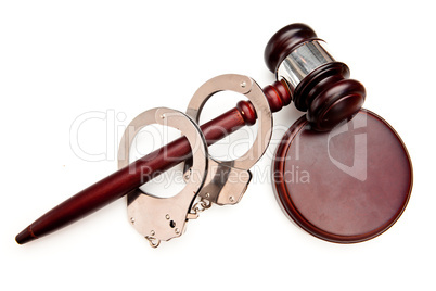Gavel and handcuffs