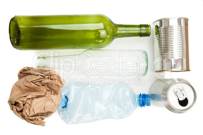Plastic paper glass and mteallic recyclable waste