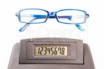 Glasses and sector of calculator