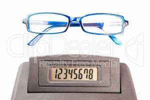 Glasses and sector of calculator