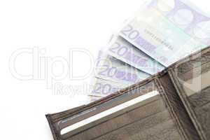 Euros in a wallet
