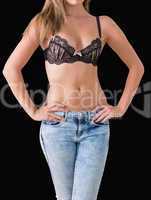 Woman wearing jeans and bra