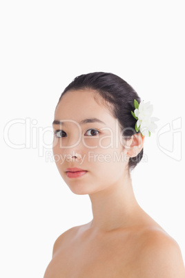 Woman with flower in her hair