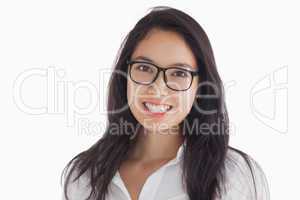 Smiling woman with glasses