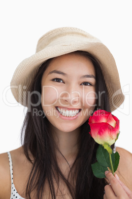 Woman holding a rose