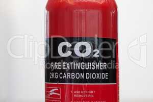 Carbon dioxide fire extinguisher close up